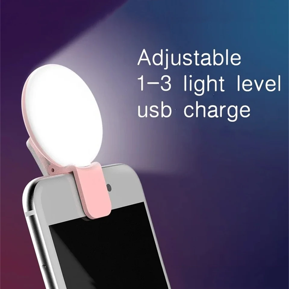 Selfie Fill Light Portable LED Lamp for Phone Live Video Beauty Universal Mobile Phone USB Charge Photography Clip Ring