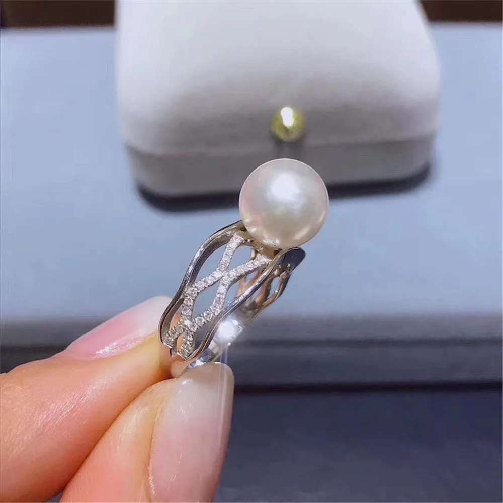 

DIY Pearl Accessories Simple Style Ring Holder S925 Sterling Silver Jewelry Ring Empty Holder Fit 9-11mm True Beads