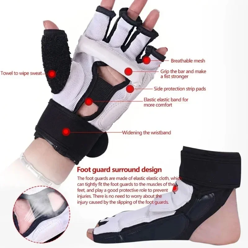 1Set boxing gloves Taekwondo protective foot cover Martial arts combat protective training hand and foot protection set 5