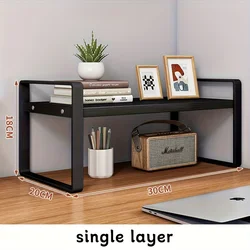 Compact Desktop Organizer Rack for Office and Dorm Desks - Ideal Small Bookshelf Solution (Black)