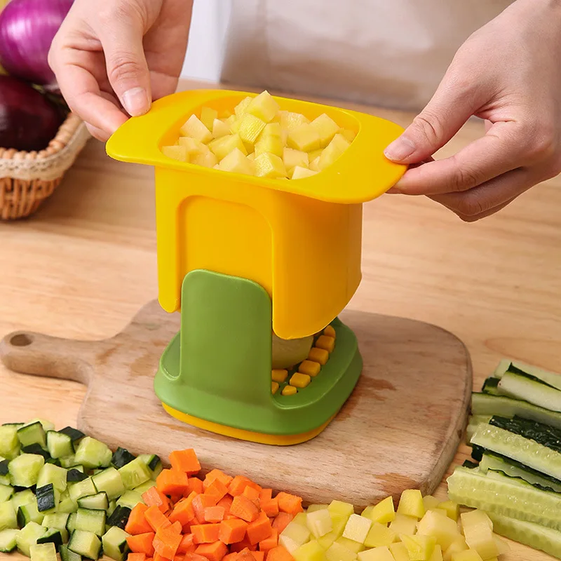 Hand Pressure with Container Multifunctional Food Chopper Household Kitchen  Chopping Artifact Potato Salad Fruit Apple Carrot Chopper Vegetable Cutter