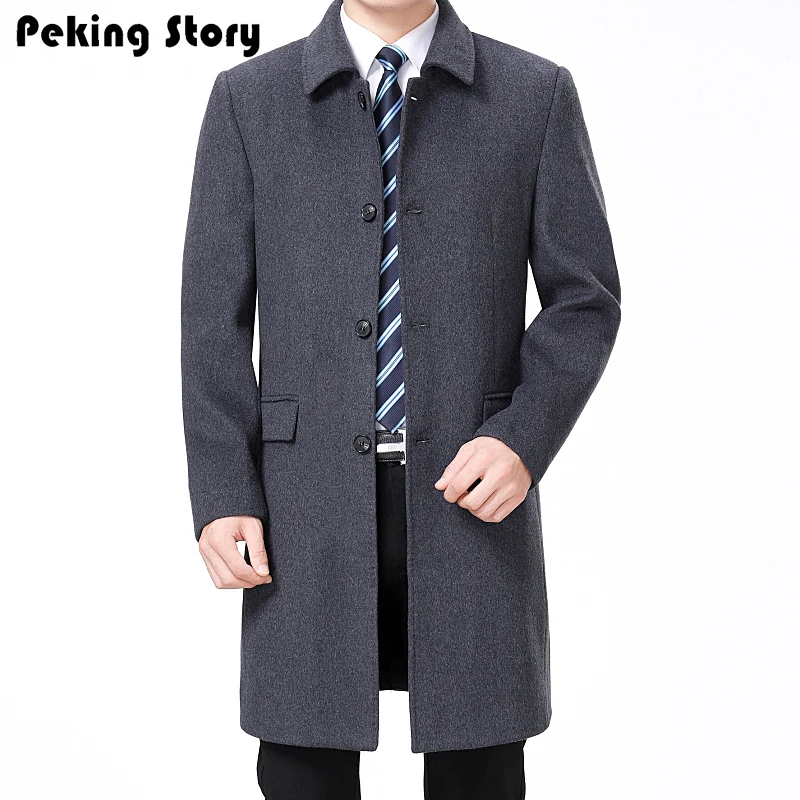 Peking Story Large Size 3xl 4xl Casual Mens Woolen Jackets Autumn