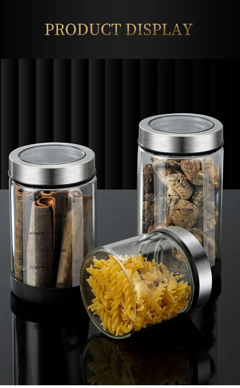 High Borosilicate Glass Storage Jar - Moisture-Proof Kitchen Sealed Container for Coffee Beans
