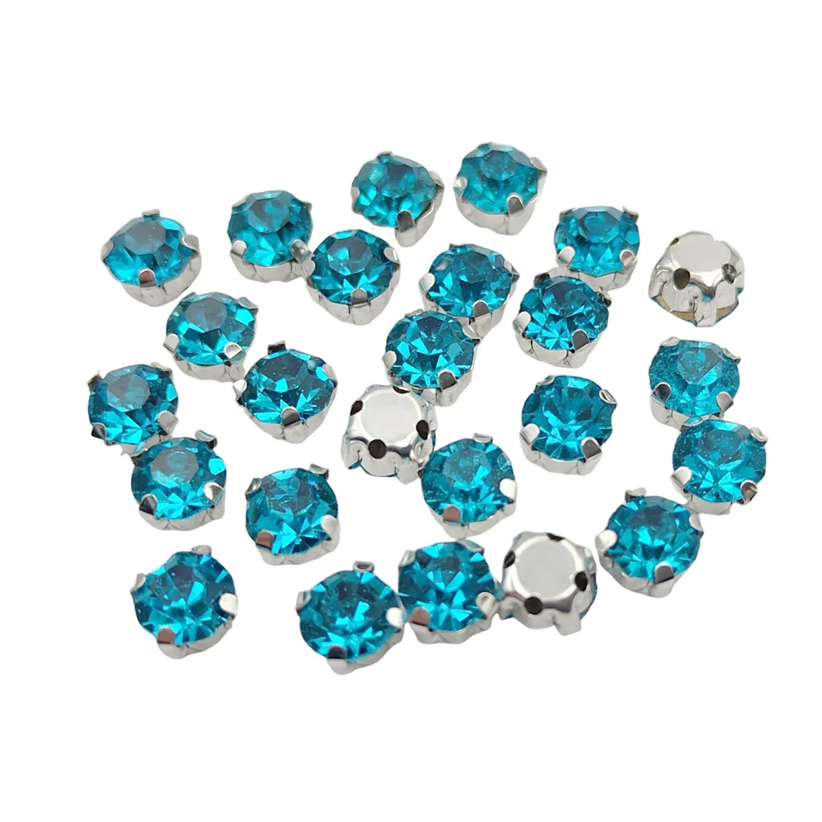 Round Glass Rhinestones with Claw Setting - Crystal Stones with Silver Metal Base
