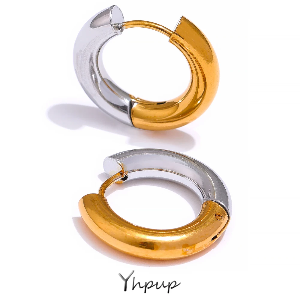 Yhpup Chic Edelstahl Geometrische Runde Creolen Frauen Gold Silber Farbe Charme Trendy Mode Temperament Schmuck