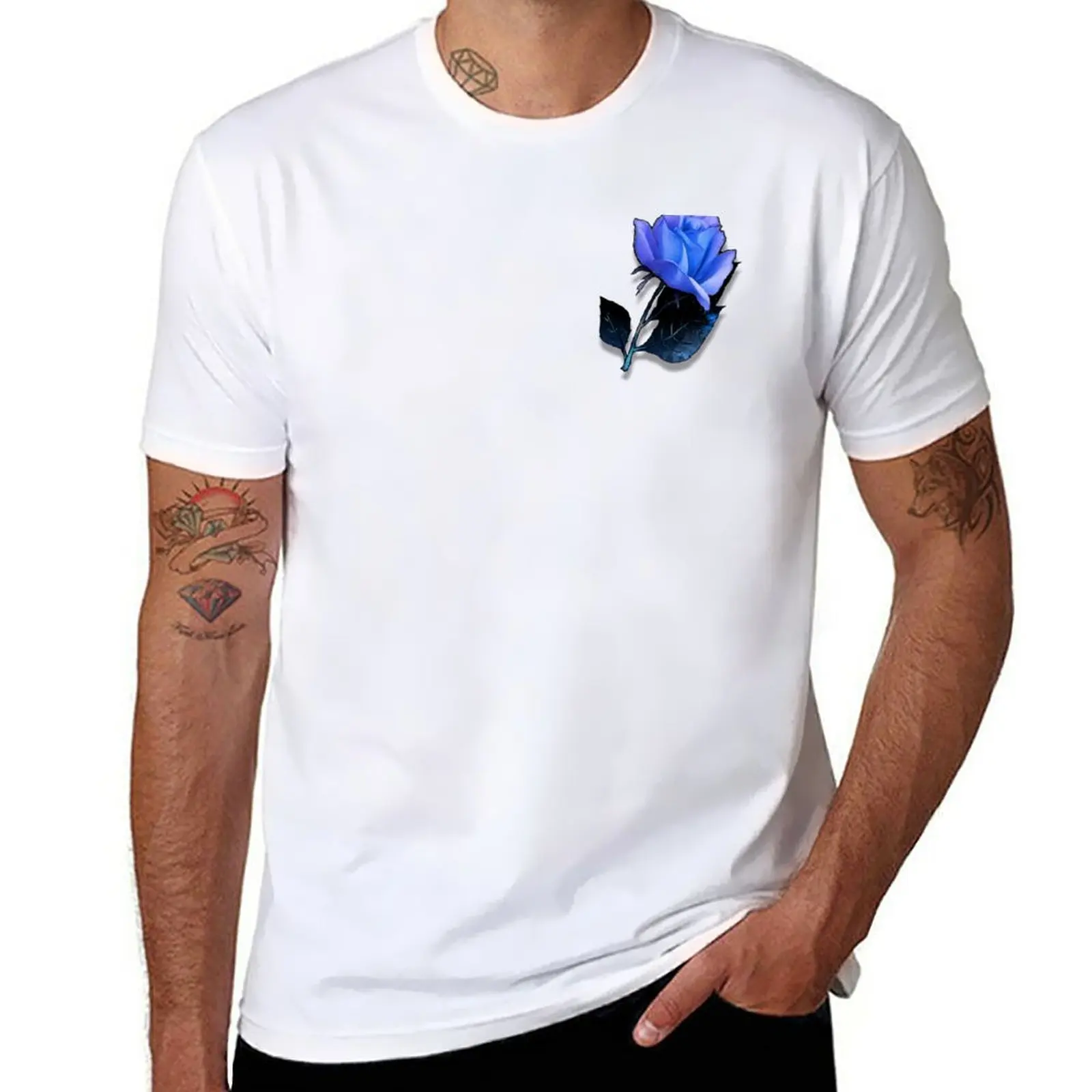 

Новая футболка Blue Rose II, футболка с графическим рисунком для мальчиков, белые футболки, футболки для мужчин