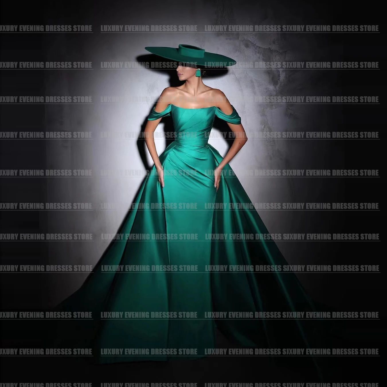 

Simple Detachable Train Elegant Evening Dresses For Woman Mermaid Sexy Off Shoulder Formal Party Prom Gowns Vestidos فساتين سهره