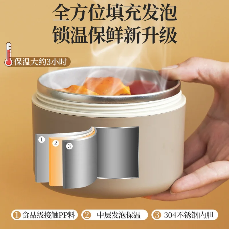 304 Stainless Steel Round Lunch Box With Insulated Bag - Leakproof Food Container For Office, School, Travel