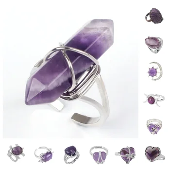 Natural Gemstone Crystal Ring for Boy Girl Fashion Trend Essential Item Diverse Styles and Adjustable Openings Decorative Gifts