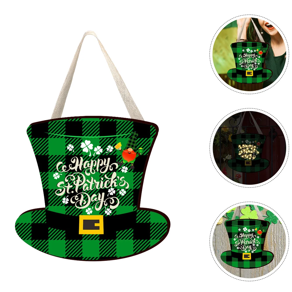

St Patrick's Day Door Sign Irish Hat Door Plaque Sign Decoration St Patrick Party Door Sign LED Lights