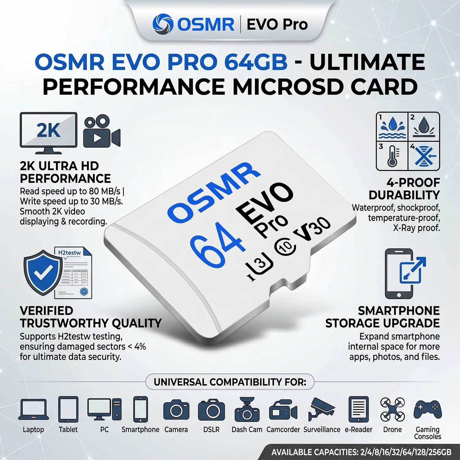 OSMR 클래스 10 미니 SD 카드 128GB 64GB 플래시 메모리 카드 32GB 마이크로 TF 카드 메모리 카드 운전 기록 장치 카메라