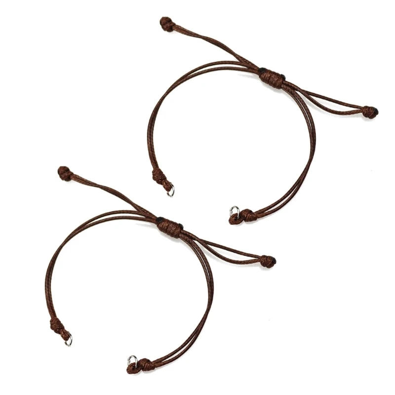 50 Braccialetti Regolabili In Corda Cerata Colorata - Semilavorati Con Anelli Per Creare Gioielli Fai Da Te - 5