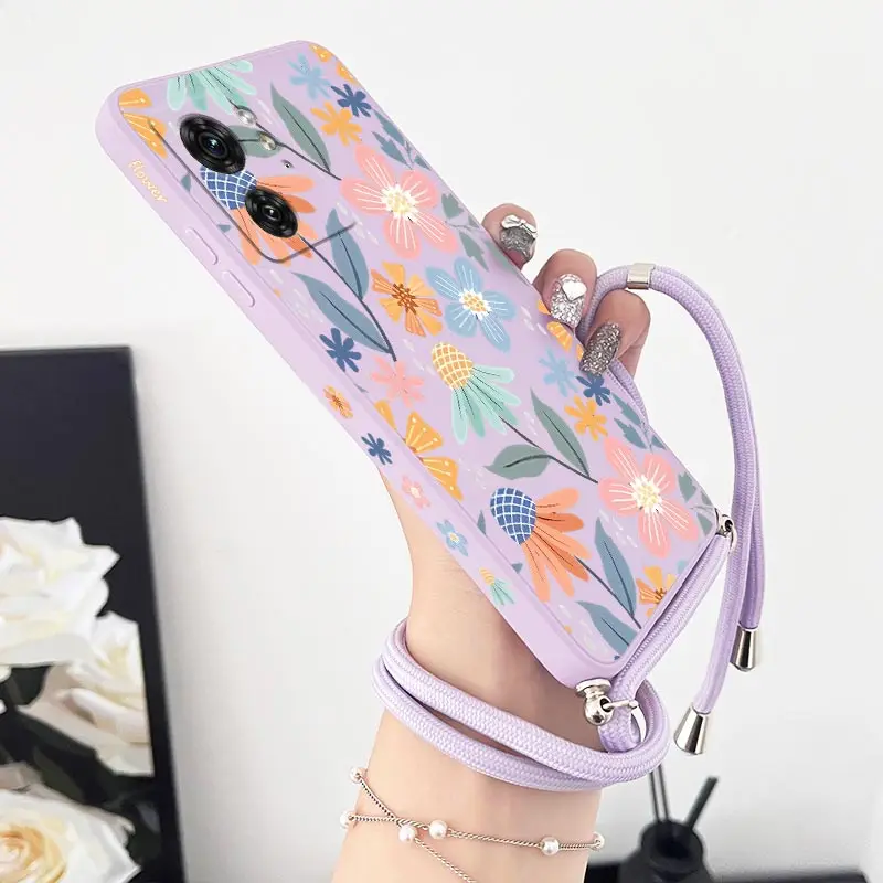 Blooming Season Crossbody Lanyard Silicone Phone Case - EDGE40 Series