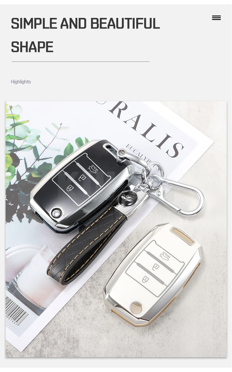TPU Car Flip Key Case Cover Shell Fob per KIA RIO 3 K2 Ceed Cerato K3 K5 Sorento Sportage Soul K4 Picanto Optima Forte Stinger - S7ae6250ff1574a34b90705af452d0e48K