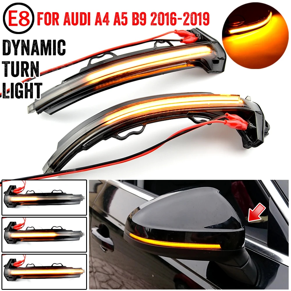 For Audi A4 S4 RS4 B9 2016-2019 A5 S5 RS5 Dynamic Turn Signal LED Light Side Wing Rearview Mirror Indicator Sequential Blinker 1