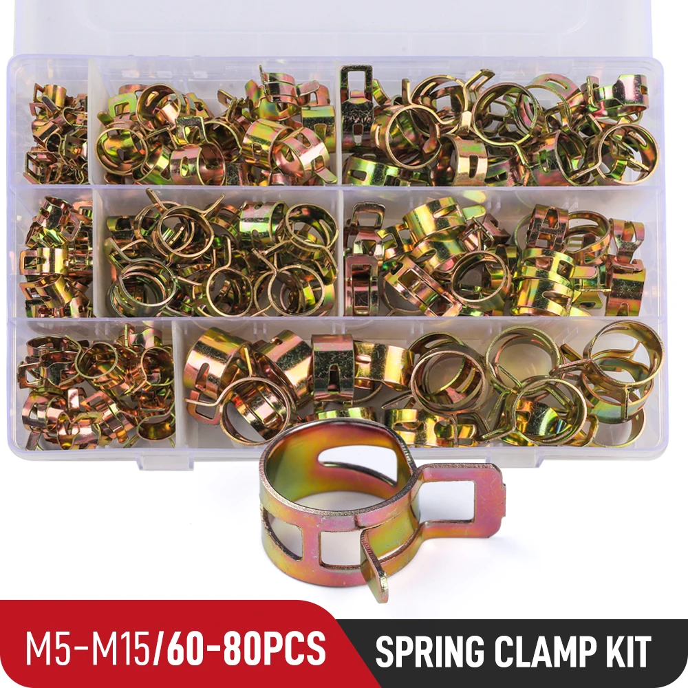 SpringHoseClampAssortmentKit6080Pcs515mmFuelSiliconeVacuum