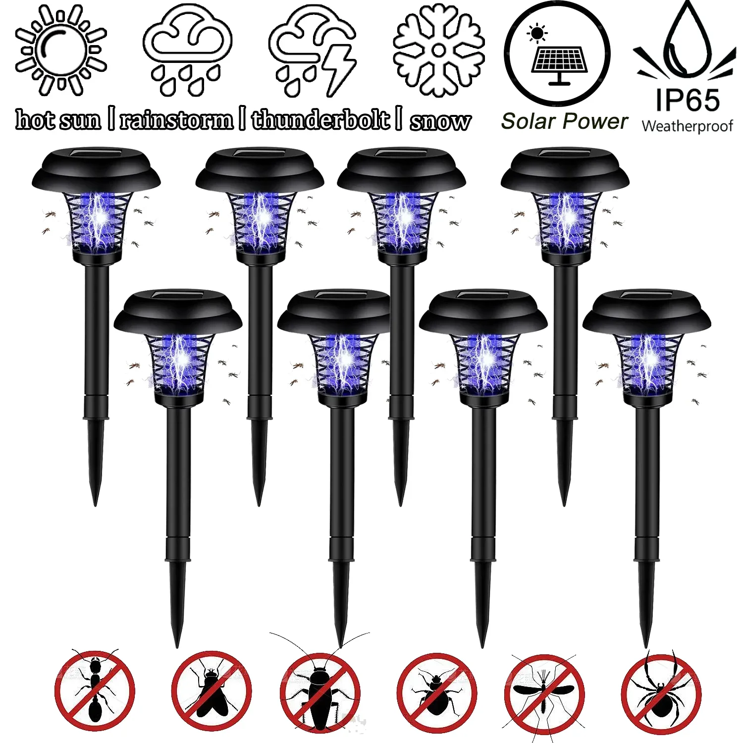 Solar mosquito killer lamp 2 light mode outdoor waterproof for garden lawn camping