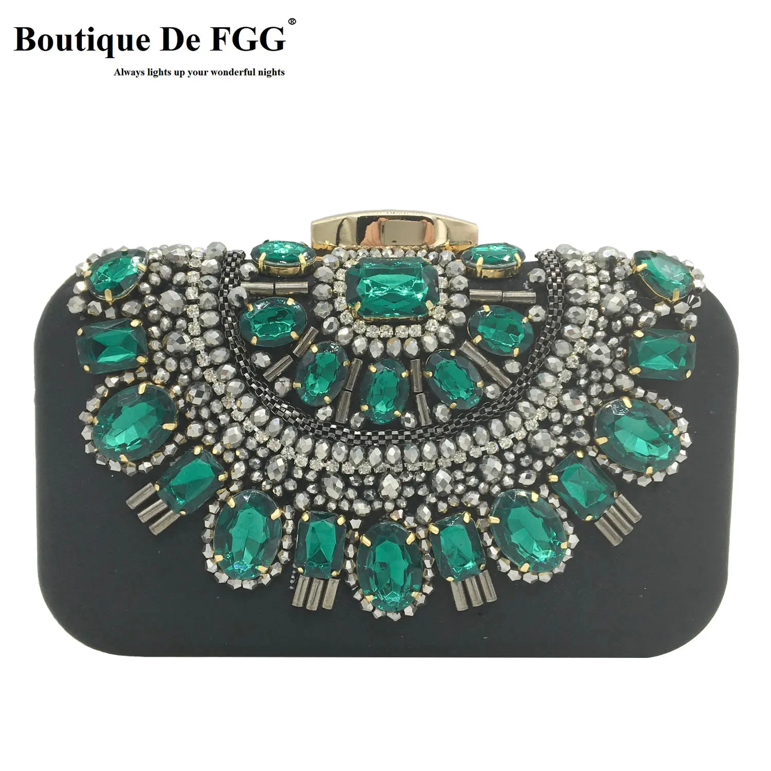 Green Bag Party Rhinestones Emerald Green Party Clutch Evening