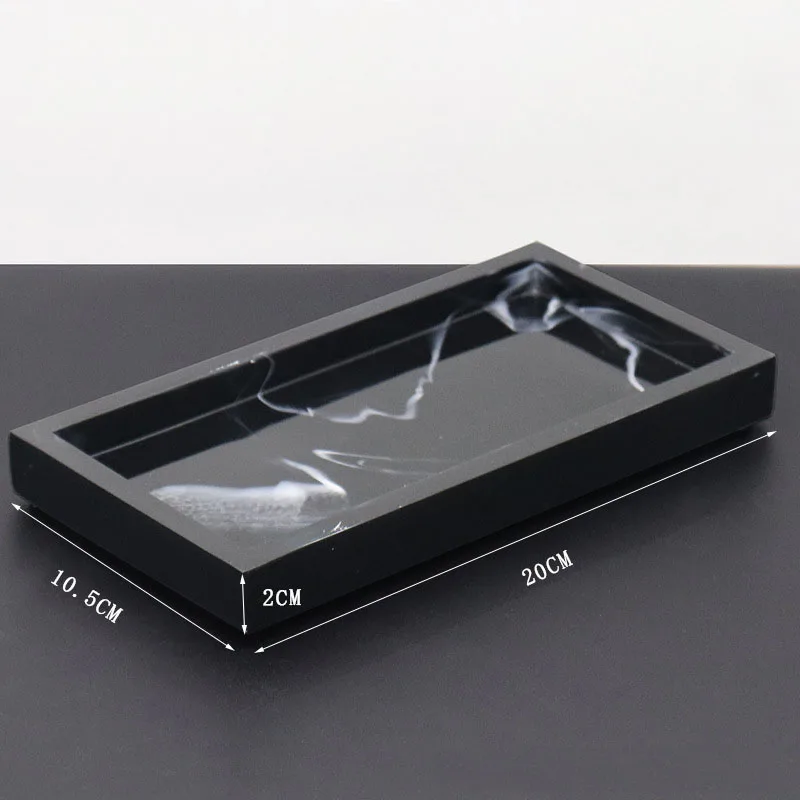 Household Storage Tray Marble Resin Tray for Bathroom Rectangular Jewelry Storage Kitchen Dish Plates
