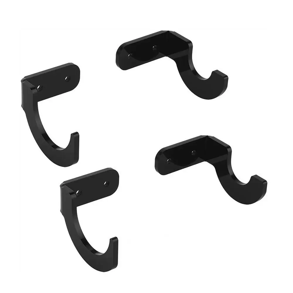a group of black metal hooks