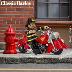 Vintage Red Firefighter Motorcycle Figurine - Unique Collectible Firebike Sculpture (Firefighter)