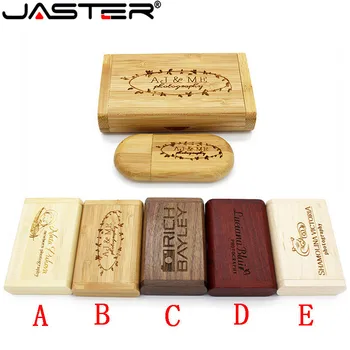 1PCS free custom logo Wooden USB Box pen drive LOGO customer Gift