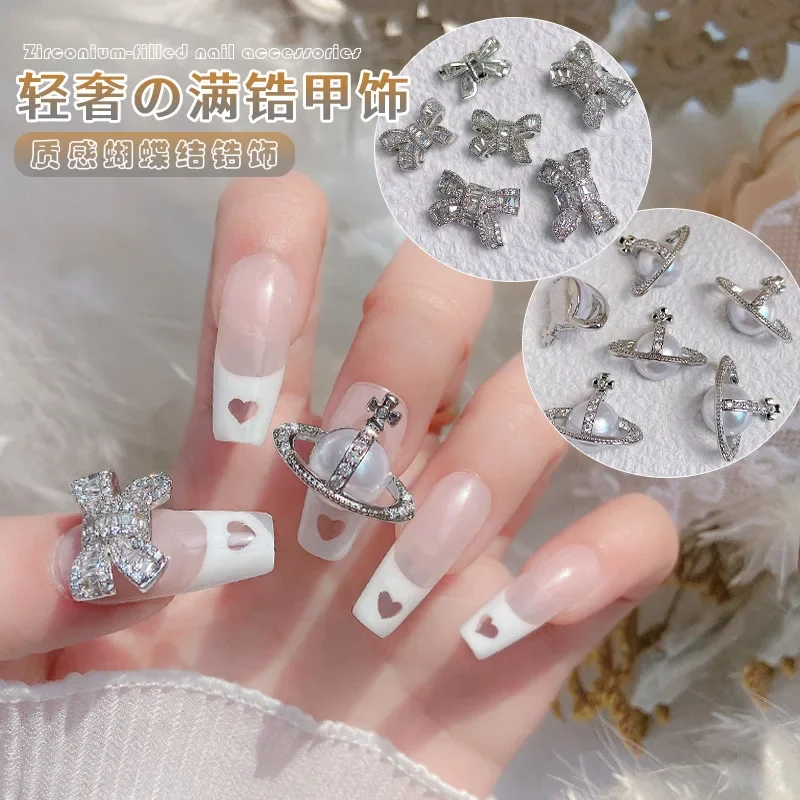 Glitter Parts Metal Silver Gold Rhinestones Nails Zircon Saturn