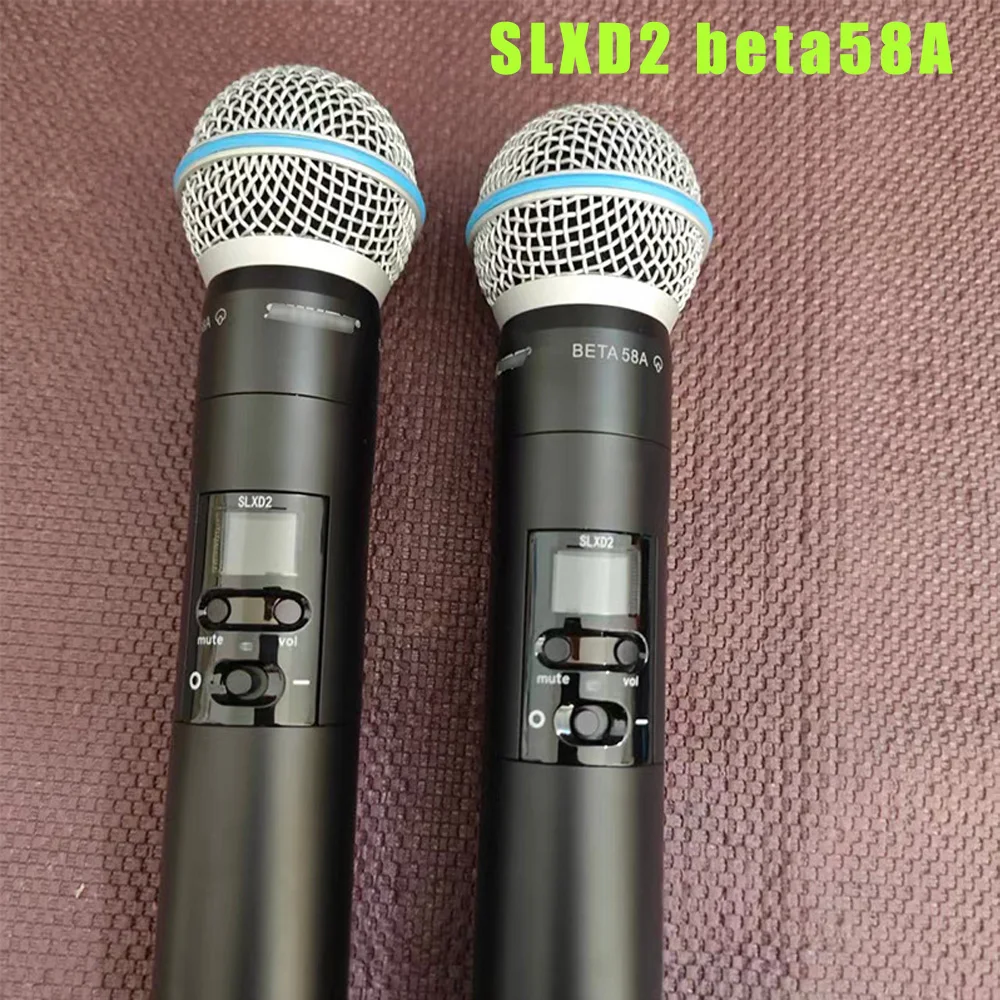 오리지널 SLXD2 BETA58A 2개 메탈 전문 유선 마이크 다이나믹 카디오이드 마이크, 가라오케 라이브 보컬 무대 노래용 BBOX