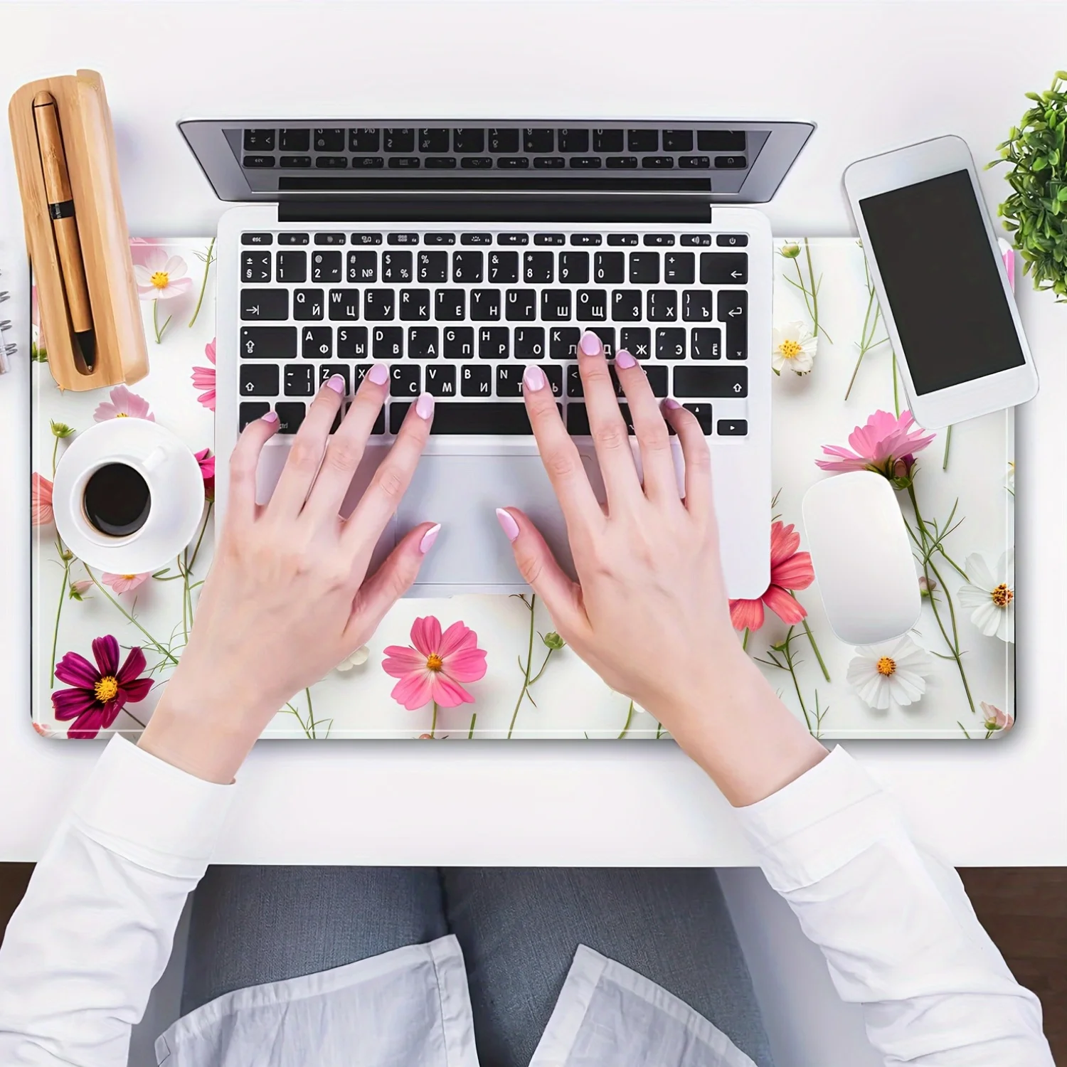 Large floral mouse pad for home office desk