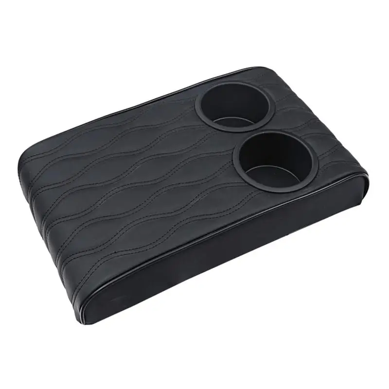 

PU Leather Car Armrest Mat Center Console Arm Rest Protection Cushion Elbow Support Universal Auto Cushion Pad With Cup Holder