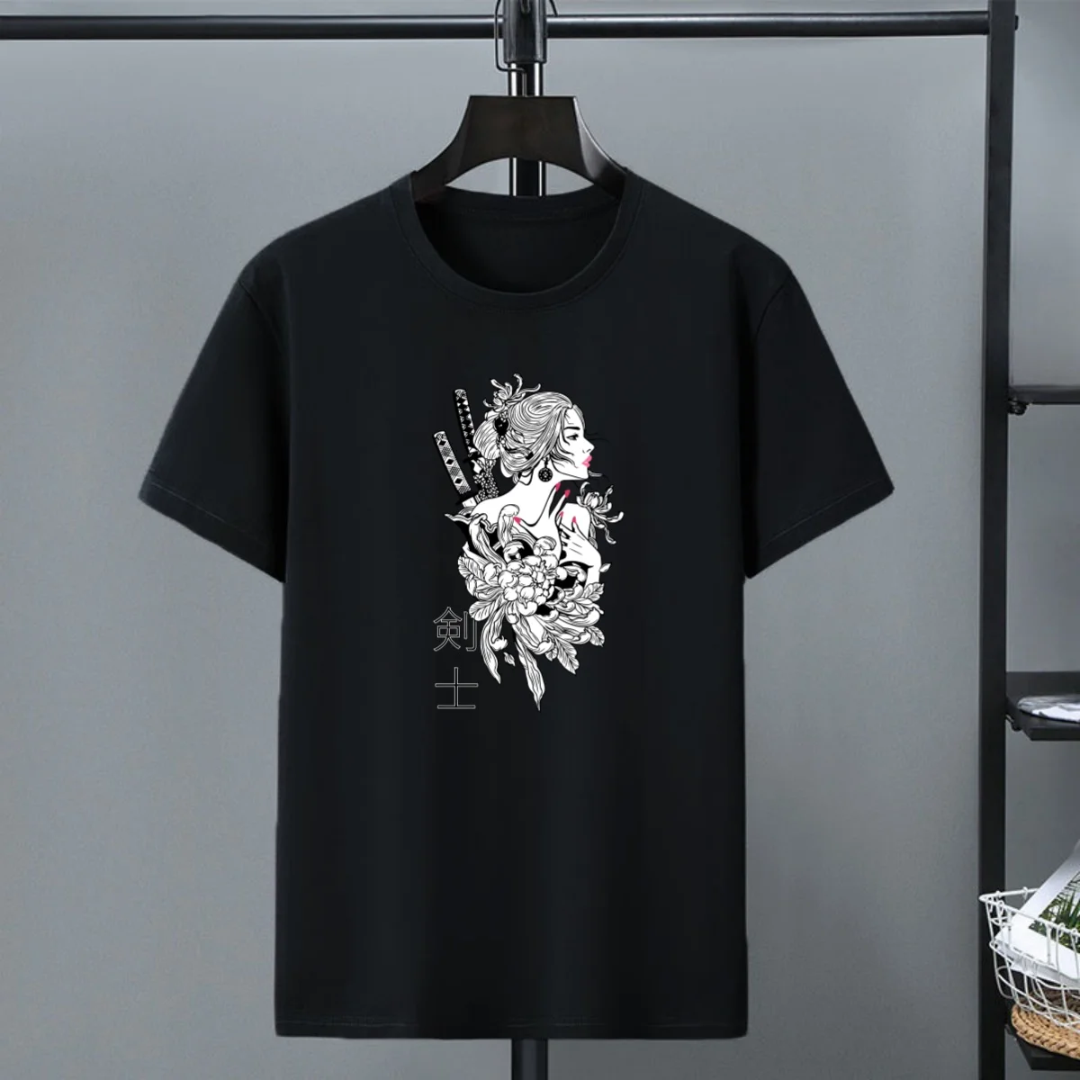 Japan Samurai Print T-shirt Men's Cotton Short Sleeve Top Summer Fashion Tee Casual Harajuku T-shirt mens cotton t shirt