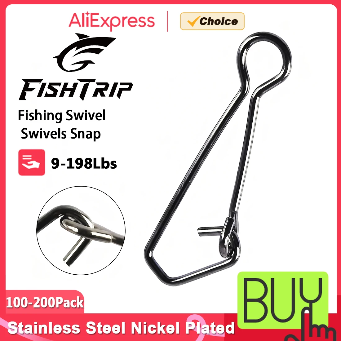 FishTrip 100-200Pcs Black Fishing Snap Fast Lock Fishing Connector Lure ...