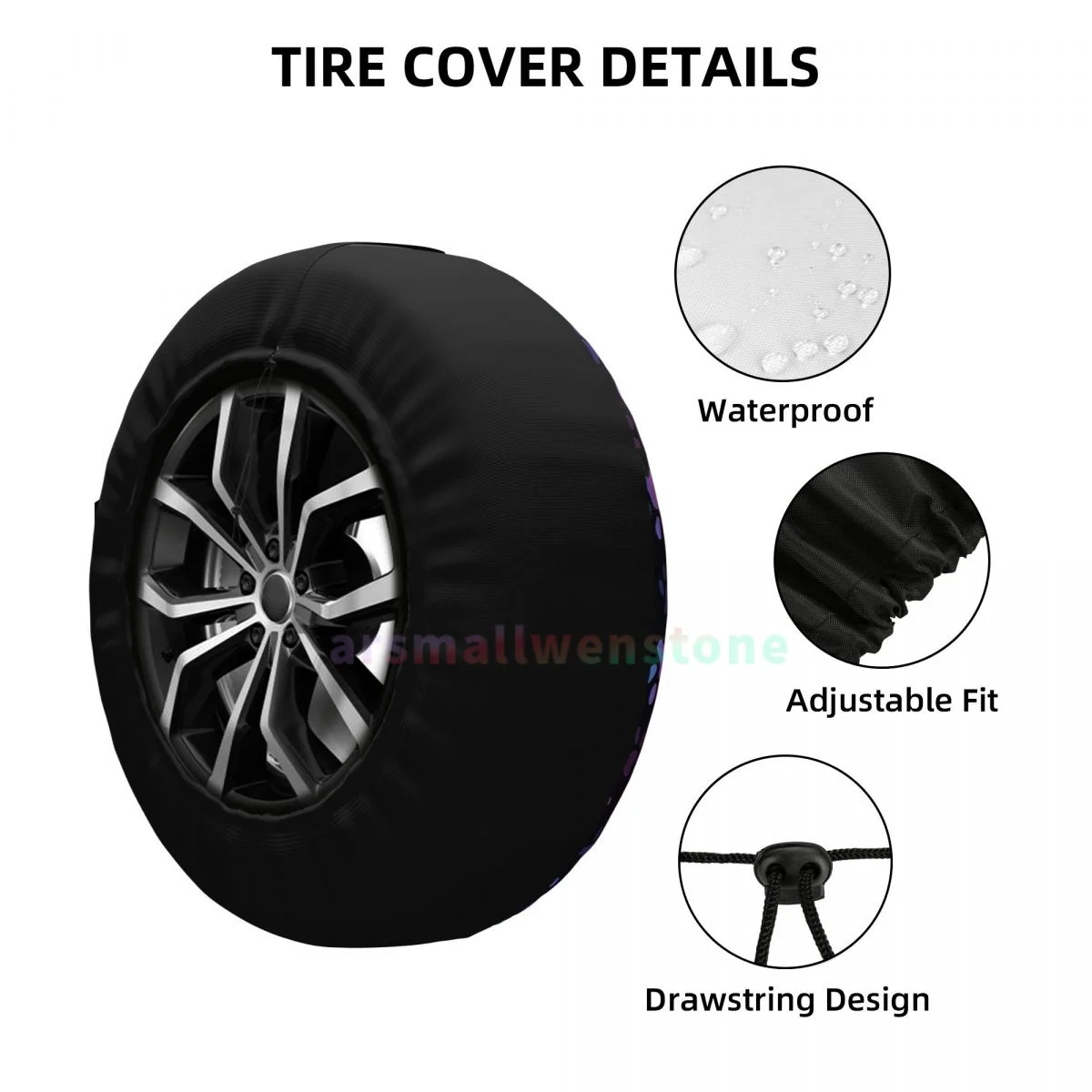 Cartoon Dog Paw Anti-UV Tire Cover for Trailer RV SUV, Waterproof Spare Tire Cover with Anti-Fouling Coating, 14-17 Inch