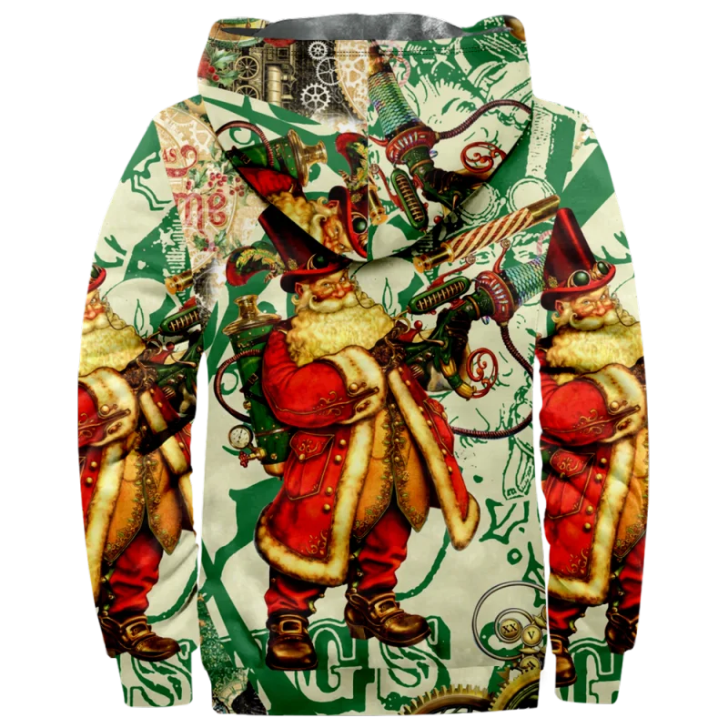 Christmas Creative Cotton Coat Hooded Sweater Casual Print Men's Fur Loop Arctic Velvet Zipper Patch Pocket Hooded Sweater a19