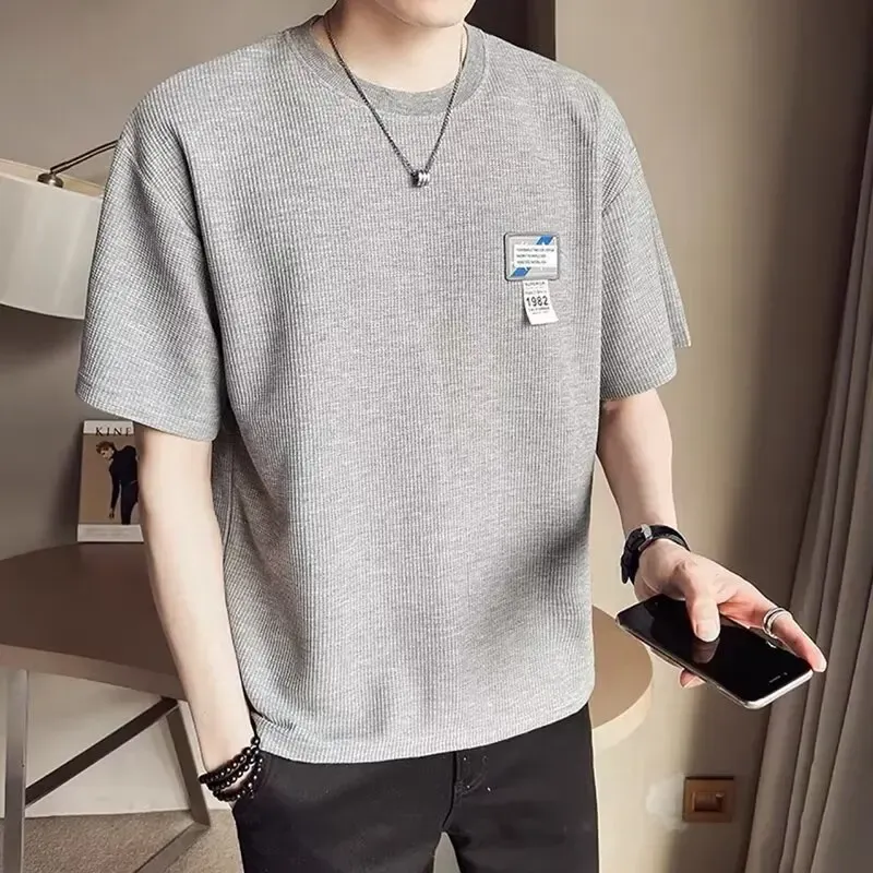 Trendy Brand Men's Half Sleeve T-Shirt Loose Fit Round Neck Summer New Arrival Walf Checks Short Sleeves Thin Top