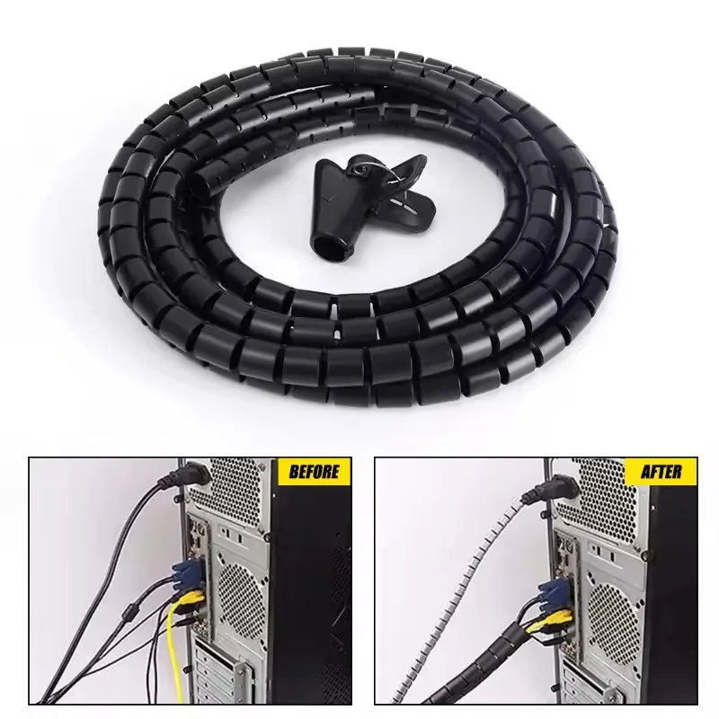 Flexible Expandable Cable Tube Sleeve 2M Wire Wrap Cord Organizers Office Home Under Desk Cable Tube Hider for TV PC Computer 2