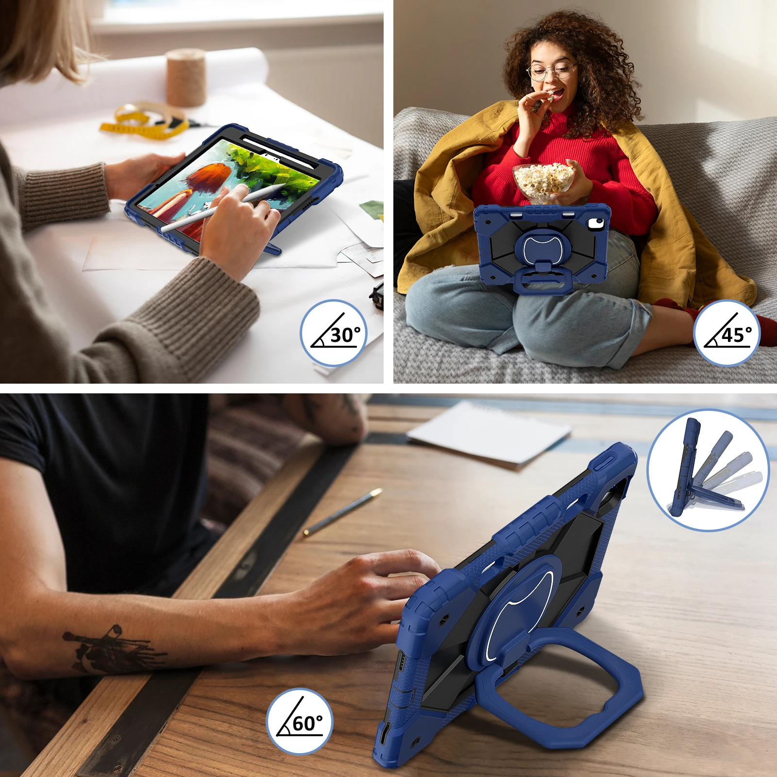 Armor Rugged Tablet Case For Ipad Air With Rotating Stand & Pen Slot_voghion.com