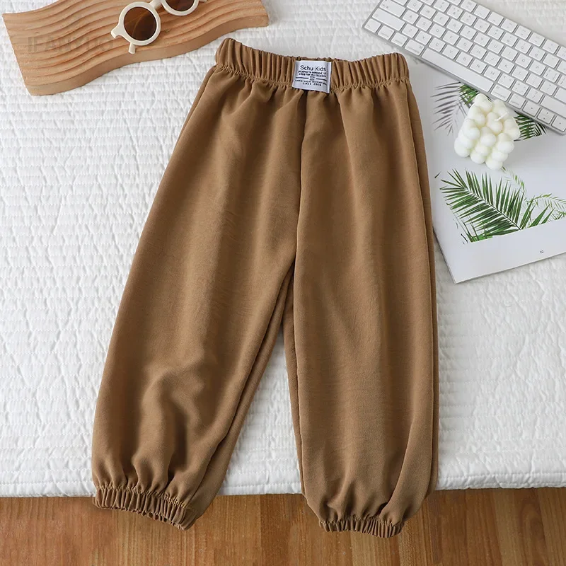 1-12Y New Thin Pants Summer Mosquito Proof Boys Girls Children's Pants Thin Style Boys and Girls Wide Leg Loose