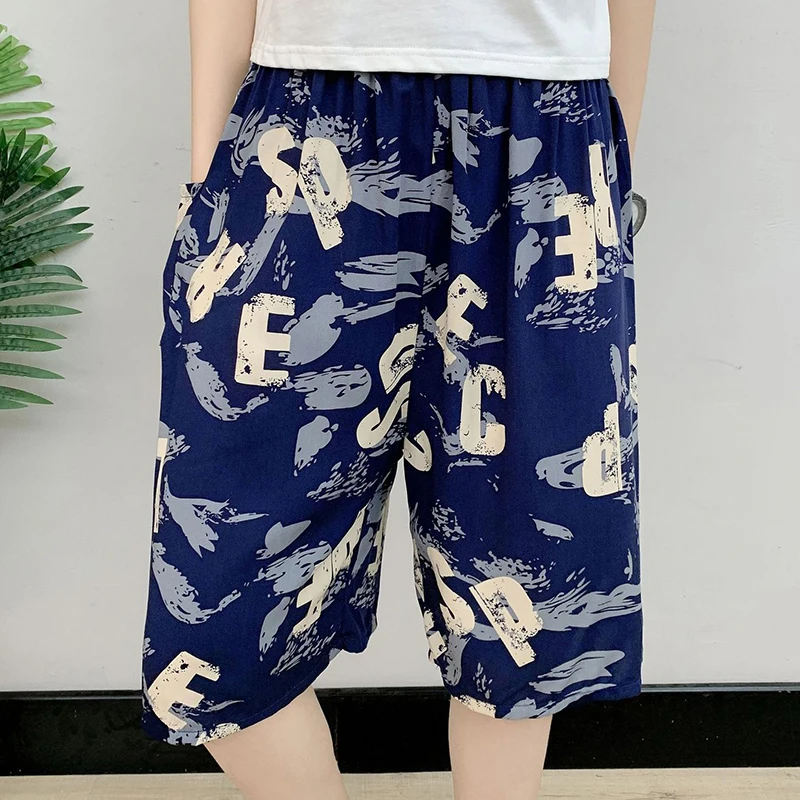 Fashion Loose Elastic Waist Pockets Printed Casual Shorts Men's 2024 Summer New Oversized All-match Board Shorts