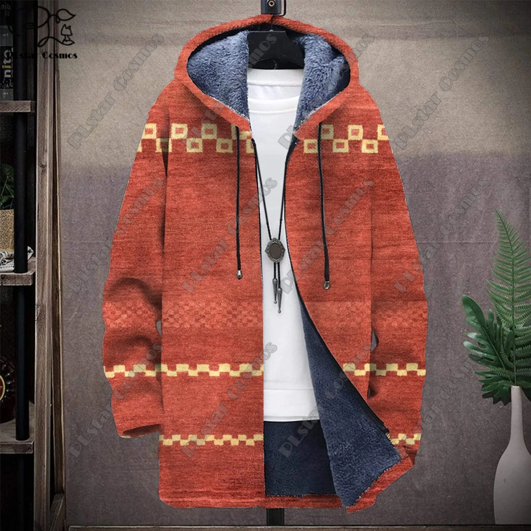 3D printed colorful tribal retro pattern hooded zipper warm and cold-proof jacket for your own winter casual series-F  7 dustproof clothes cover hanging clothing protective western suit coat dust storage bag teeth printed moisture proof garment bags