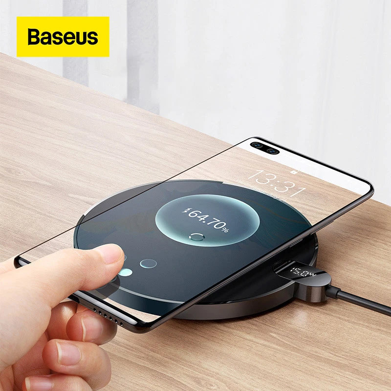 Baseus 15W Wireless Chargers For iPhone 14 12 Samsung LED Display Desktop Wireless Charging Pad For Airpods Fast Charger