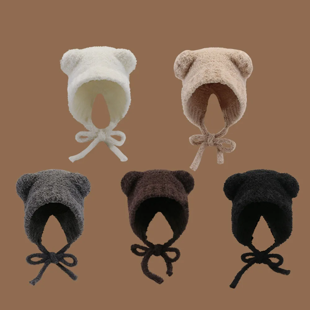 Lambhair Winter Harajuku y2k Beanies Knitted Hat Women Lace up Warm Thick Hip Hop Skullcap Short Hat Unisex Basic Cap bomber winter hat knitted hat fashion hat
