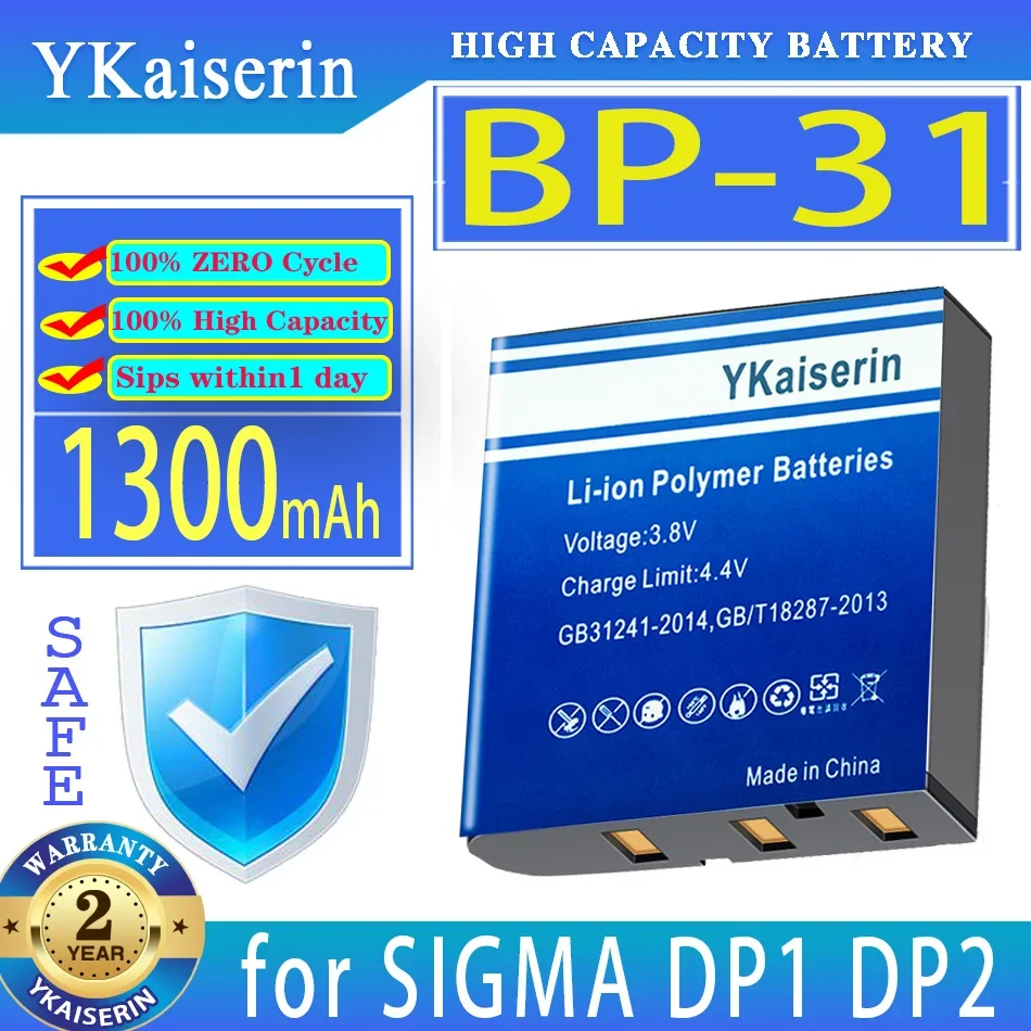 

YKaiserin Battery BP-31 BP31 1300mAh for SIGMA DP1 DP1S DP1X DP2 DP2S DP2X Camera Bateria
