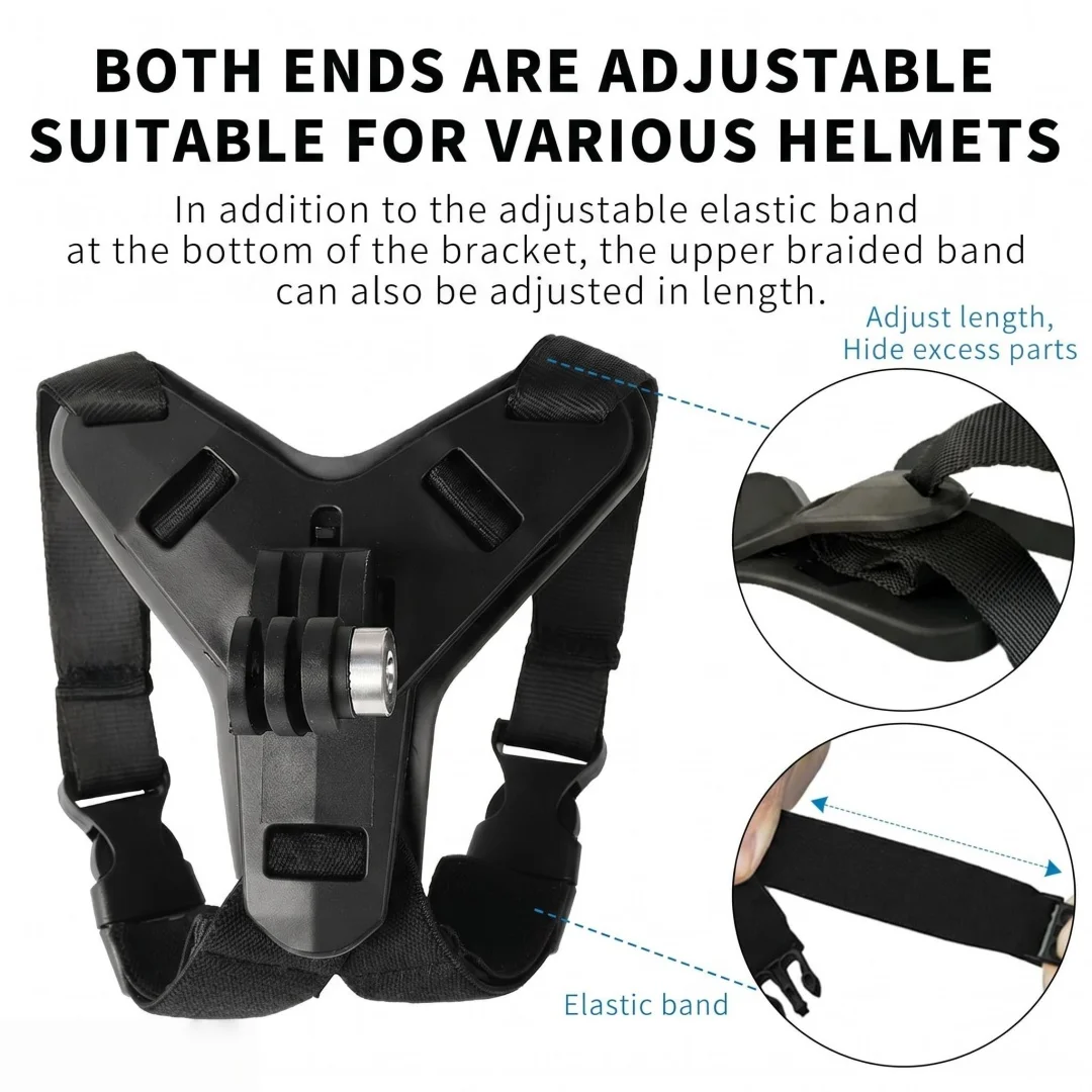 Support casque GoPro fixation mentonnière moto J-Hook vélo