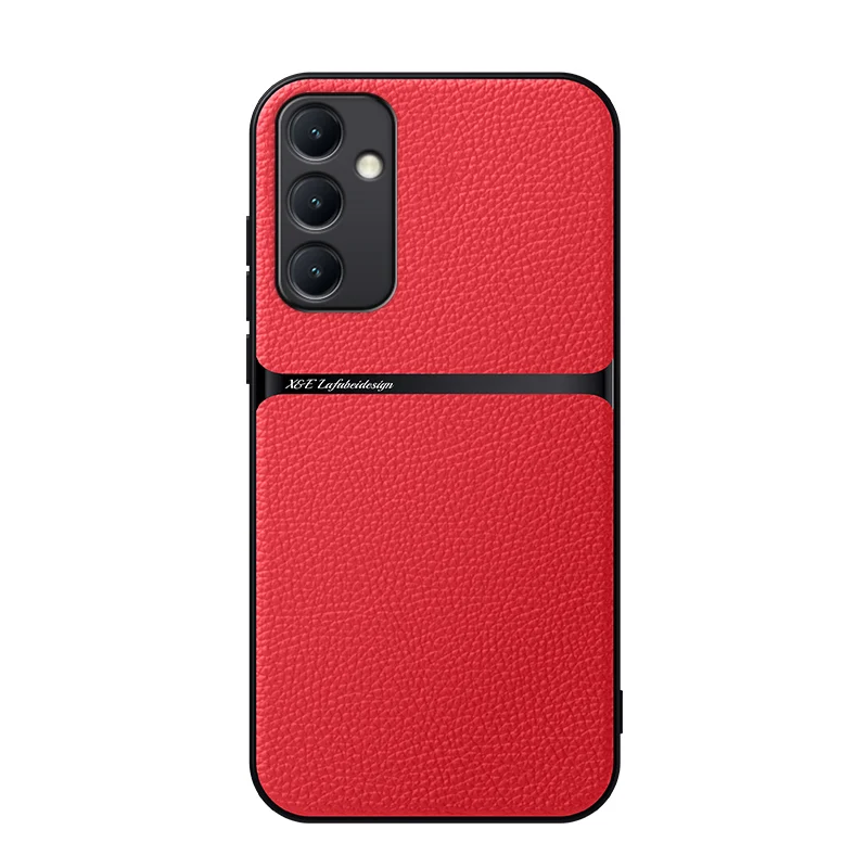 

Ultra-Thin Litchi Pattern Magnetic Leather Case for Galaxy A25 A34 A52 A53 A54 M34 Comfortable Soft Touch Silky Feel Phone Cover