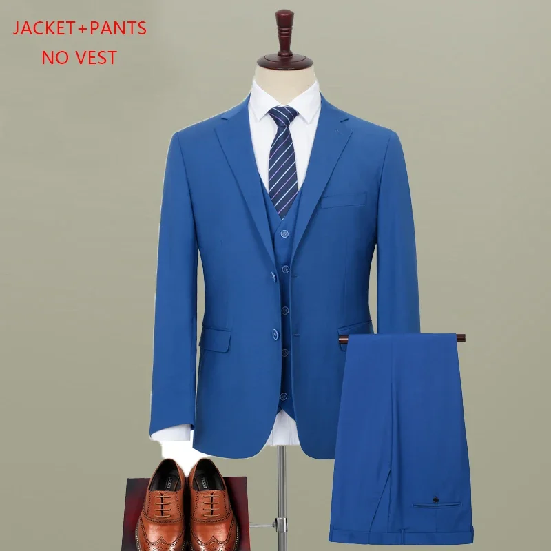 Plus Size Summer Thin Suit Set Men Business Solid Color Slim Wedding Banquet Formal Suits 7XL 8XL 9XL