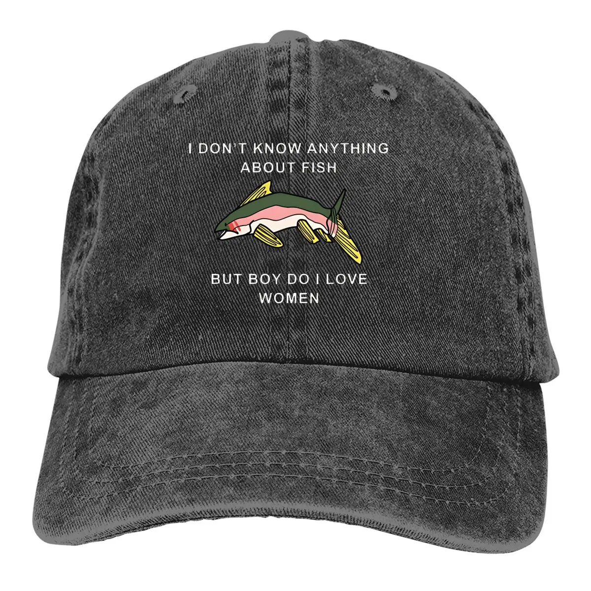 Ich weiß nichts über Fisch, aber Junge, ich liebe Frauen Casque tte Schirmmütze Fisch lustige Sonnenschutz Baumwoll hüte für Männer Frauen