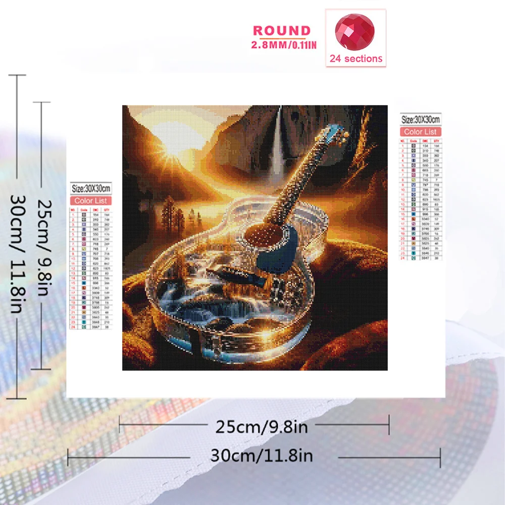 Evershine Guitar Full Round Diamond Painting Desert Diamond Mosaic Landscape Cross Stitch 5D DIY Wall Decor diamond painting diamond art painting kit diamond painting set