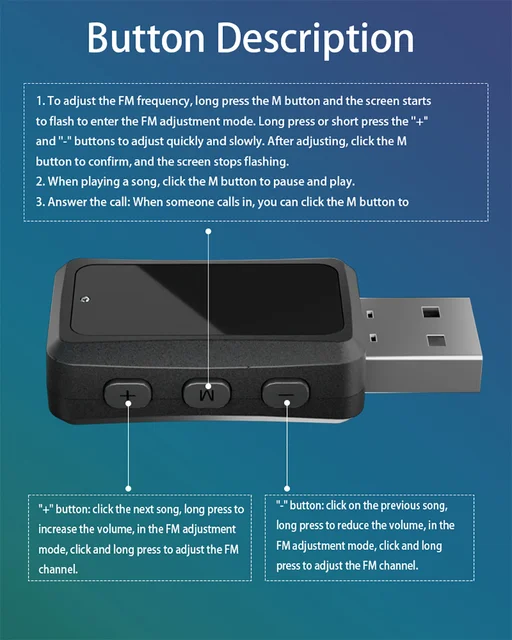 Mini transmetteur et récepteur USB Bluetooth 5.3 FM02 pour voiture