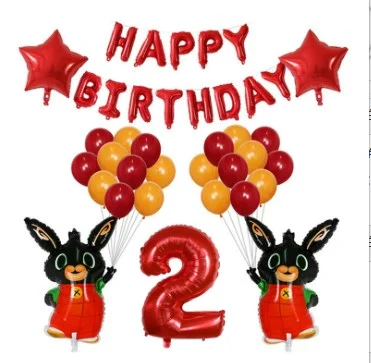 Ice Rabbit Birthday Party Balloon Rabbit Party Decoration Cartoon Red Balloon Banner Cup Cake Decoration Toy Gift